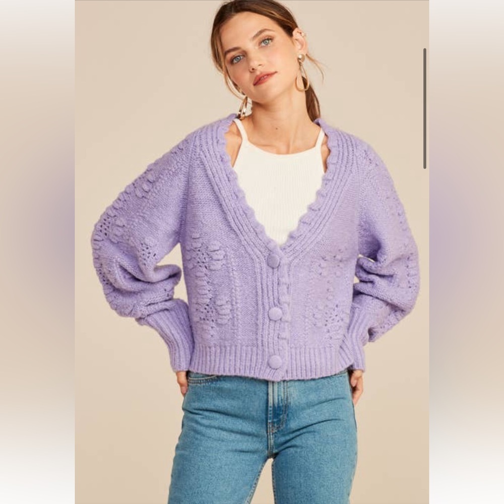 Lilac V-Neck Button Front Sweater Cardigan - Women